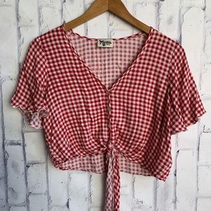 Show Me Your Mumu Tortuga Gingham Tie Crop Top
